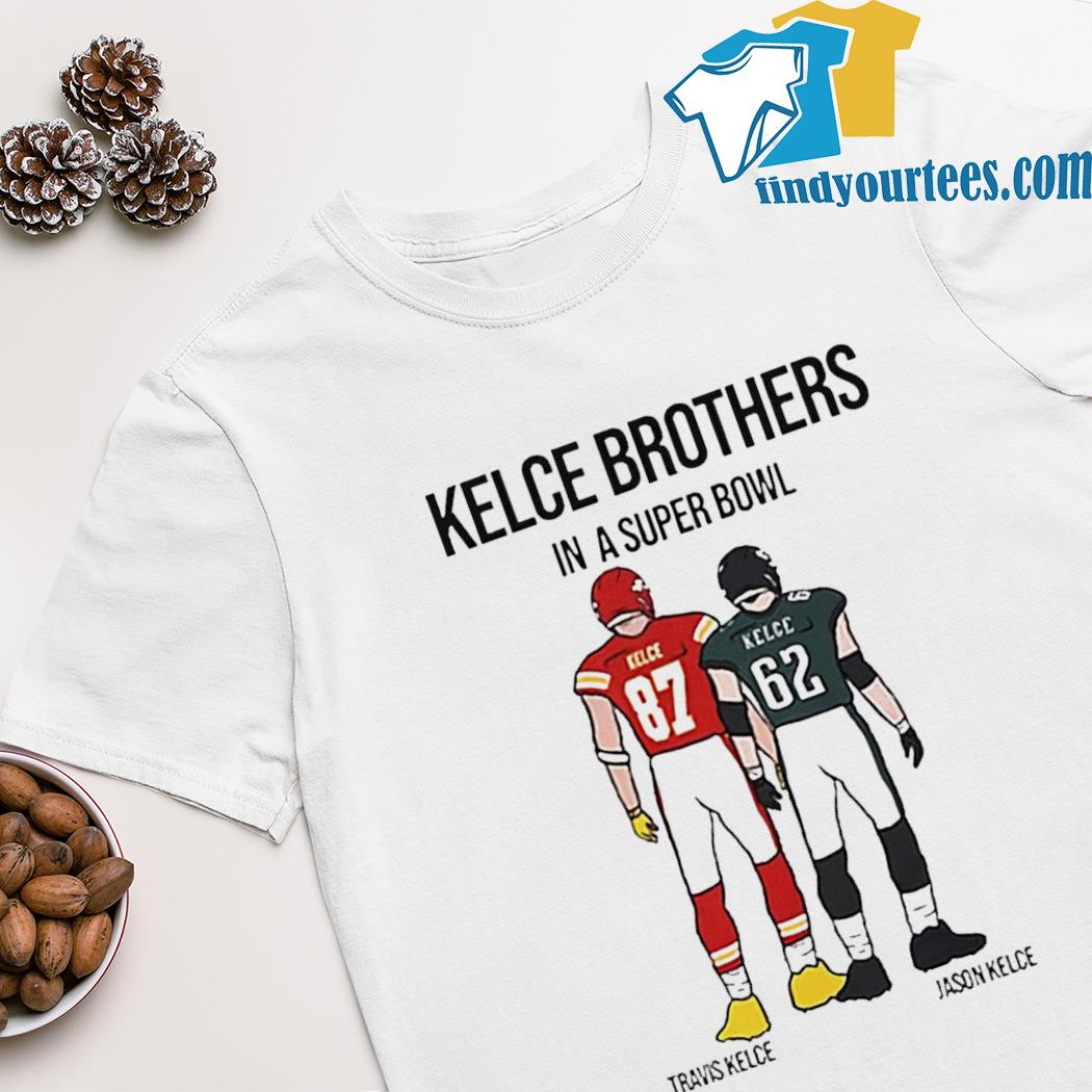 Kelce Brothers in a Super Bowl Travis Kelce Vs Jason Kelce shirt