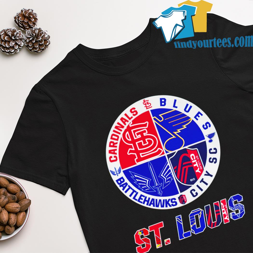 Saint Louis Blues City SC Battlehawks and Cardinals shirt, hoodie